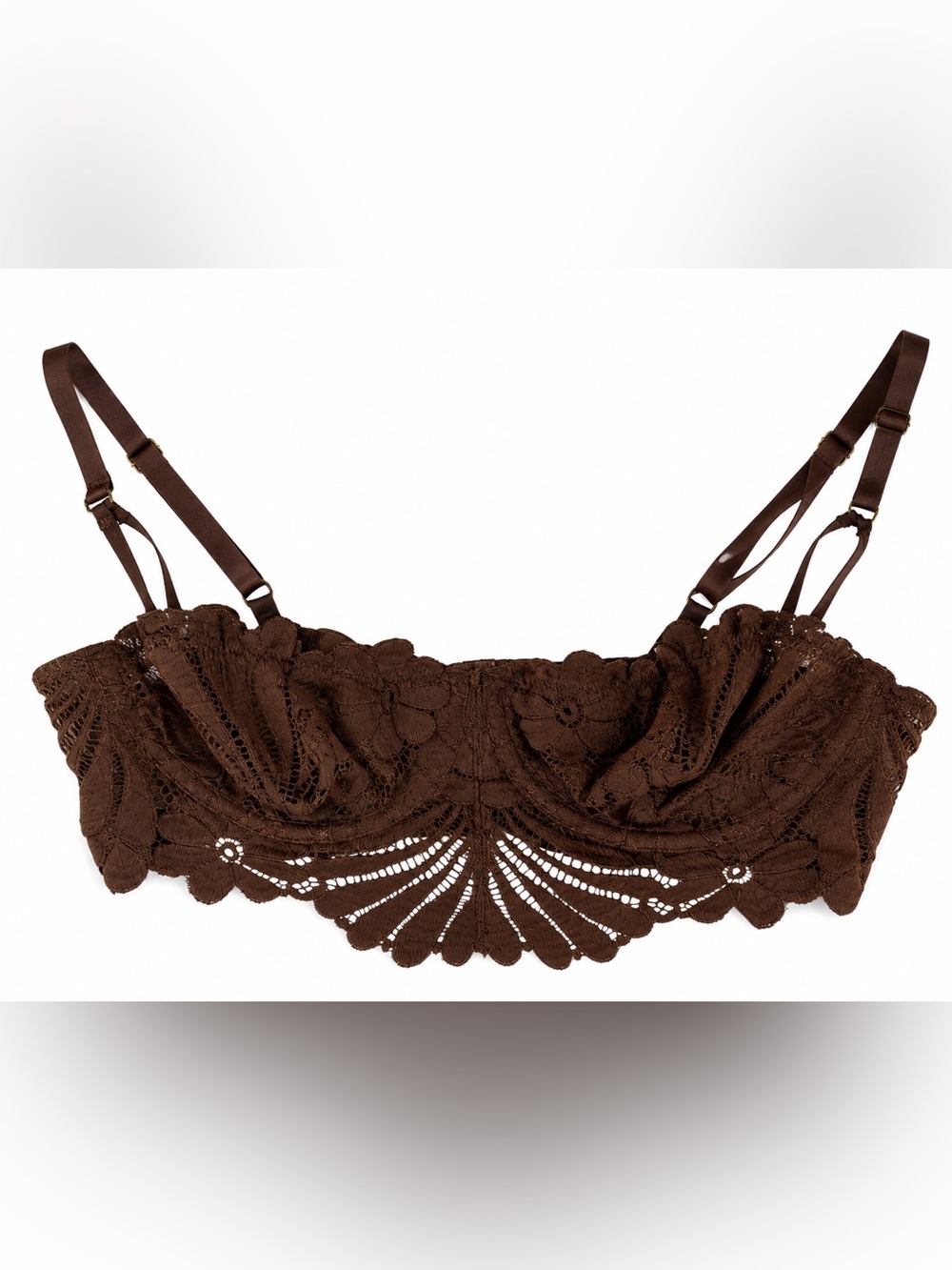 Aerie Show Off Unlined Lace Bra Brown Size 36D Romantic Feminine - Picture 2 of 6